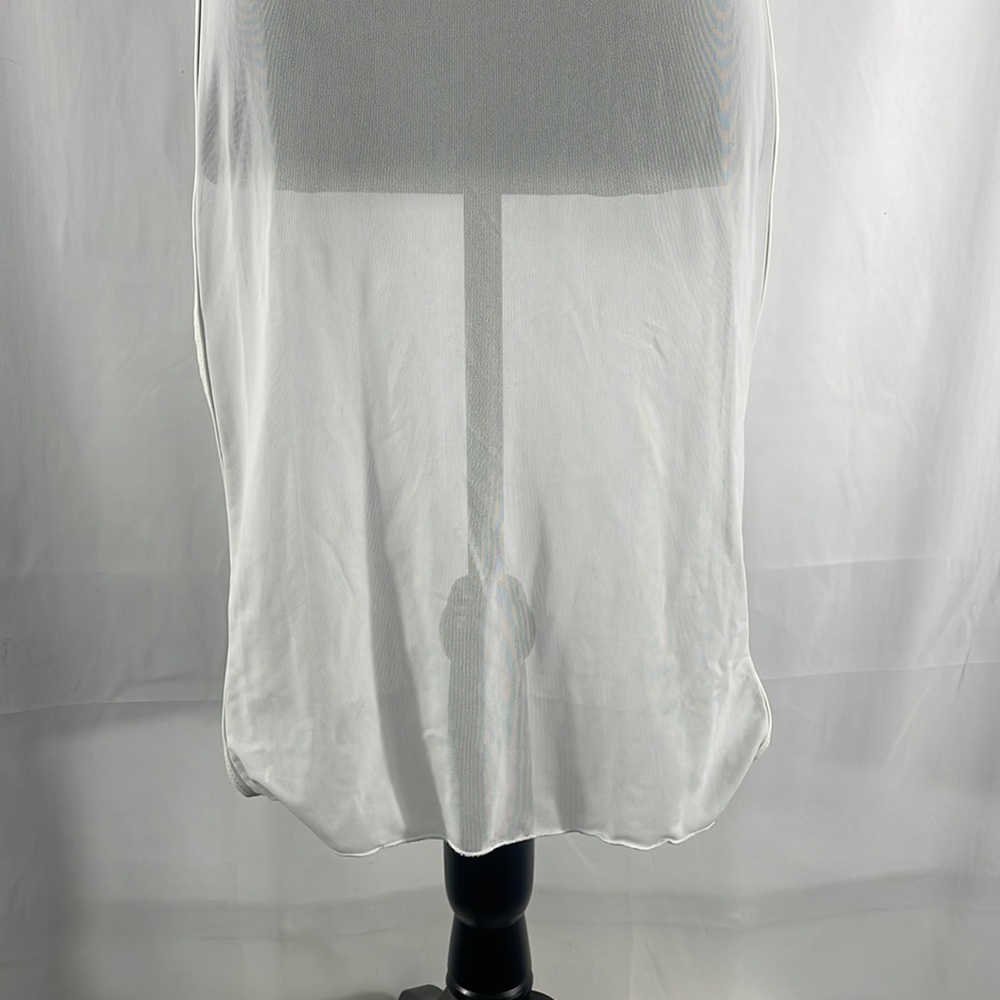 Sheer white sleeveless swim cover, tunic, top, peek a boo slits on side, Large - Picture 3 of 10